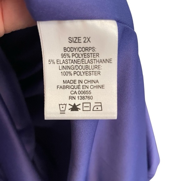 Penn Purple V-Neck Shift Dress-Attached belt-V Back-Size 2X-Lined-Pockets - Picture 7 of 8